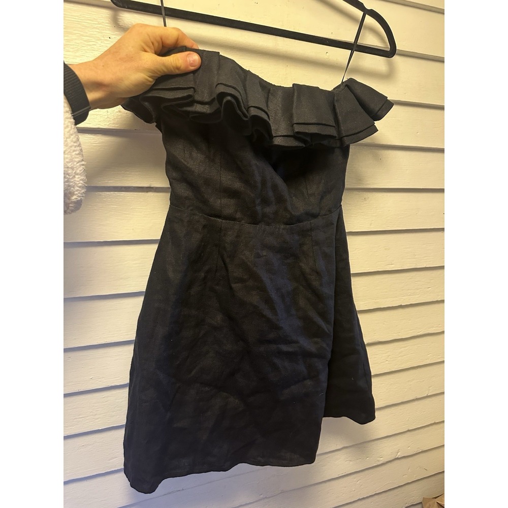 Reformation Reef Strapless Ruffle Dress Black Size 0